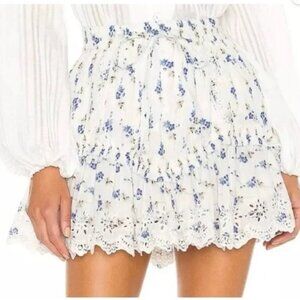 LoveShackFancy Becca Mini Skirt in Brilliant Blue Size M